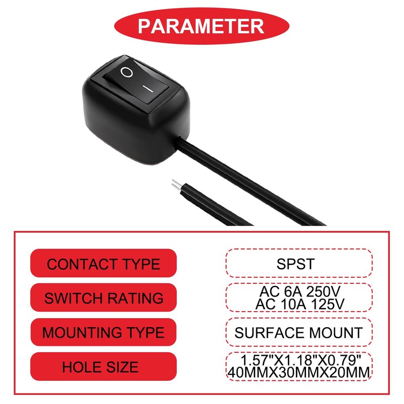 MKBKLLJY 3Pcs Black Paste Type Switch Car Rocker Switch ON/Off