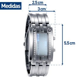 Bluelander Reloj para Hombre LED, Binario, Pantalla Azul, Reloj Digital de Acero Inoxidable, Impermeable 30 Metros, Multifunción, Cómodo con Cierre de Broche Mariposa, Iluminación de Alta Intensidad