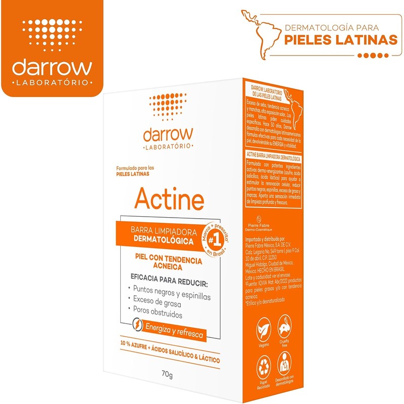DARROW, Actine Barra Limpiadora Dermatológica, Para Piel Grasa o con