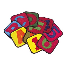 Flagship Carpets FE112-01A Building Blocks (Set of 26), Children's Classroom Seating Squares, 12"x12", Square