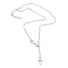 Classic Religious Infinity Cross Pendant Necklace with Silver