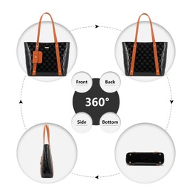 Miss Lulu Women's Handbag, Shopper, Handbag Women's Medium Size Women's Shoulder Bags, 3-Piece Set, black / brown