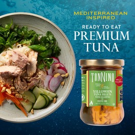 Tonnino Tuna Fish Yellowfin Pole&Line - Jalapeno in Olive Oil – Pack of 6 – Alternative to Salmon – Protein Snacks – Ready to Eat Meals in Can