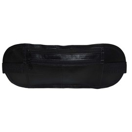 Leatherboss Genuine Leather Flat Fanny Pack Secured Travel Adjustable Multi Pocket Passpoet Holder for men women, Black