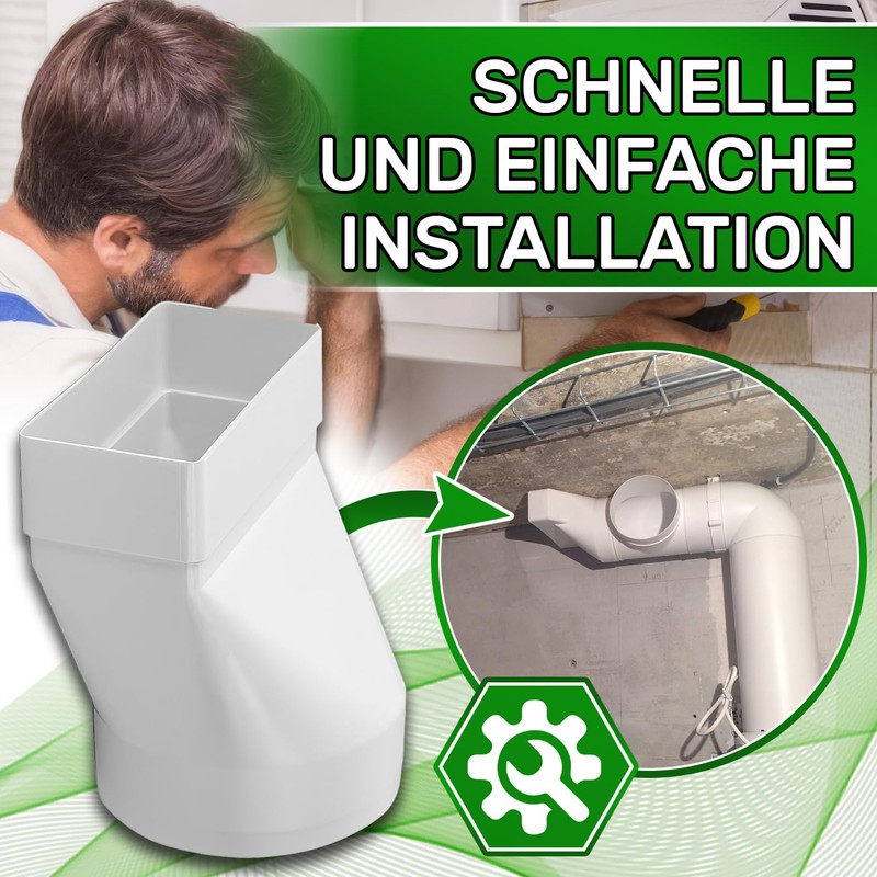Ducting Adapter from Round Pipe Ø100 mm to Rectangular Pipe