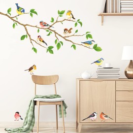 DECOWALL DS-8036 Garden Birds (Small) Kids Wall Stickers Decals Peel and Stick Removable for Nursery Bedroom Living Room Art murals Decorations