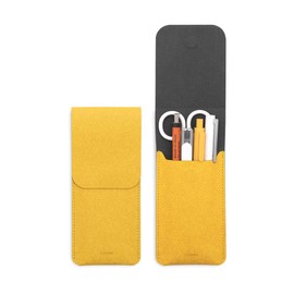 LHiDS Leather Pencil Pouch, Pen Bag for Three Fountain, Ballpoint & Rollerball Pens, Small Pencil Case, Travel Bags Organizer,Yellow