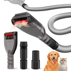 Portek Dog Brush Vacuum Attachment for Shark Navigator Lift Away NV360 Rotator NV501 Rocket HV301 HV322 Stratos AZ300..., Pet Hair Shedding Grooming Tool Kit with Extension Hose Adapters