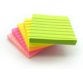 Evergreen Goods Pastell-Haftnotizen, liniert, Haftnotizen für To-Do-Listen & Revisionsbedarf, selbstklebende Notizblöcke für Büro, Schule, Meeting (18 Blöcke, Neon, 7,6 x 7,6 cm)