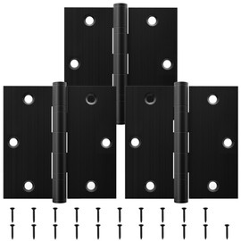 KOLET Ball Bearing Door Hinges, 3.5 x 3.5 Inches Hinges, Square Corner Stainless Steel, Heavy Duty Door Hinges, No Squeak and Non Removable Pin, Matte Black, 3 Pack