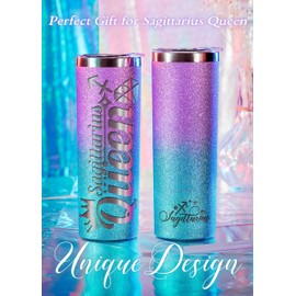 Onebttl Zodiac Gifts for Women, Best Friend Birthday Gifts for Her, 20oz Stainless Steel Tumbler, Engraved Logo Blue and Purple, Sagittarius