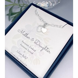 Lilian Belle 925 Sterling Silver Mother Daughter Gift Boxed, Gift Ready, Meaningful Jewellery Gift for Daughter or Mum, Adjustable, Hypoallergenic & Nickel Free (Mother and Daughter)