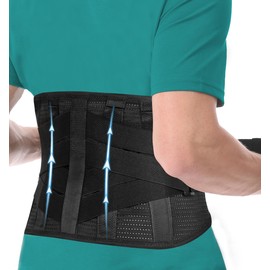 Back Brace for Lower Back Pain with 4 Ergonomic Stays; Lumbar Support Belt for Work Heavy Lifting Men Women; Adjustable Breathable Waist Support Relieve Sciatica, Herniated Disc (PB, XL)