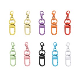 Set of 10 Colorful Carabiner Hooks (10 Colors) Key Rings with Twist Lock for DIY