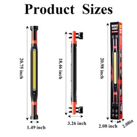 Rechargeable Magnetic LED Work Light Bar - Under Hood Light for Auto Repair, Garage & Detailing, Cordless Portable Trouble Light with Strong Magnet & Hanging Hook