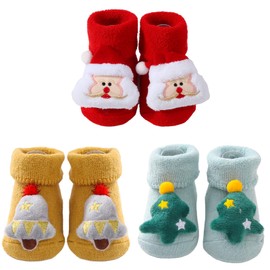 Bseical Rattle Socks Baby Christmas Socks Baby Non-Slip Baby Socks Christmas Children Cotton Newborn Baby Toy Stomach Position Rattle Rattle Socks, a