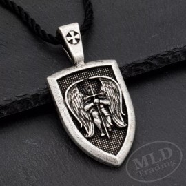 Patron Saint St Michael The Archangel Protect Us Medal Shield Pendant Necklace