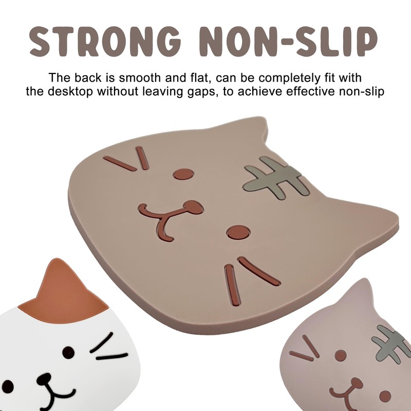 Cat Coasters Set of 4, Non-Slip PVC Cup Mats for