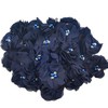 30 PCS Rhinestone Pearl Dark Blue Chiffon Flower Sewing Fabric