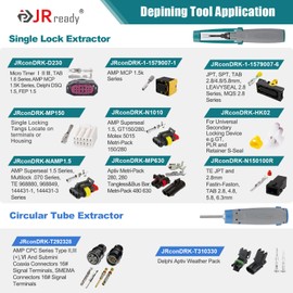 JRready Terminal Removal Tool Kit, Universal Vehicle Electrical Connector Pin Removal Tool for TE, AMP, Delphi, Deutsch,Harting, Molex Pin Extractor Terminal Release Tool Set (JRconDRK00A20-01)