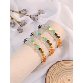 Jovivi Chakra Gold Heart Bracelet Gifts for Women Mum,Healing Crystal Beads Adjustable Bracelets for Womens Girls Birthday Jewellery Gifts