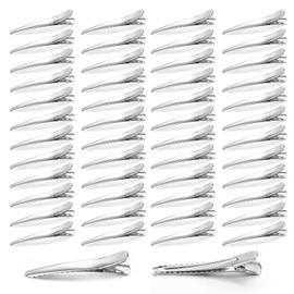 wynameleri Silver Metal French Barrette Single Prong Pin 3.1'' 2.4 inches Hair Clips Pointed Beak Clip DIY Craft 50 Packs, 80mm