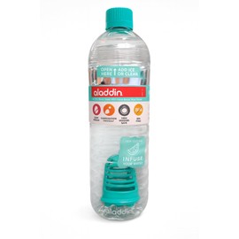 Botella de Agua con Infusor, Transparente, Tapa Verde, 950 ml