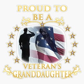 HOF Trading Proud Veteran Granddaughter Thank You Veterans Vinyl Sticker Waterproof Decal Laptop Wall Window Bumper Sticker 5"