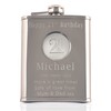 Mens 21st Birthday Stainless Steel Engraved Hip Flask with '21'