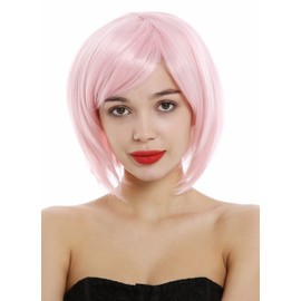WIG ME UP - 1215-T2333 Women's Bob Wig Long Bob Short Fringed Parted Light Pink