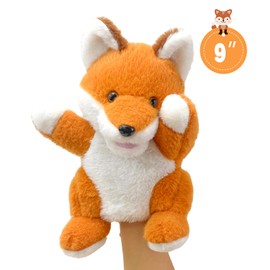 Okegztoa Hand Puppets Fox Puppets,9" Realistic Stuffed Animal Puppets for Toddlers Cute Fox Stuffed Puppets for Kids with Movable Mouth,Fox Animal Hand Puppets for Adults Hand Puppets for Toddlers