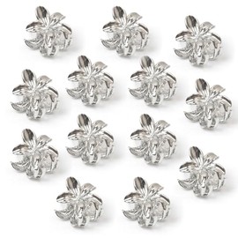 13PCS Silver Flower Hair Claw Clips Set for Women & Girls, Mini Small Metal Hair Claws Silver Hair Accessories