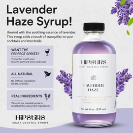 HipStirs Lavender Haze Syrup | Real Ingredients Make Our Luxurious Lavender Syrup for Drinks a Great Floral Mixer for Any Beverage | Small Batch, Non-GMO, Vegan Drink Mixer | 8 Oz, Pack of 1