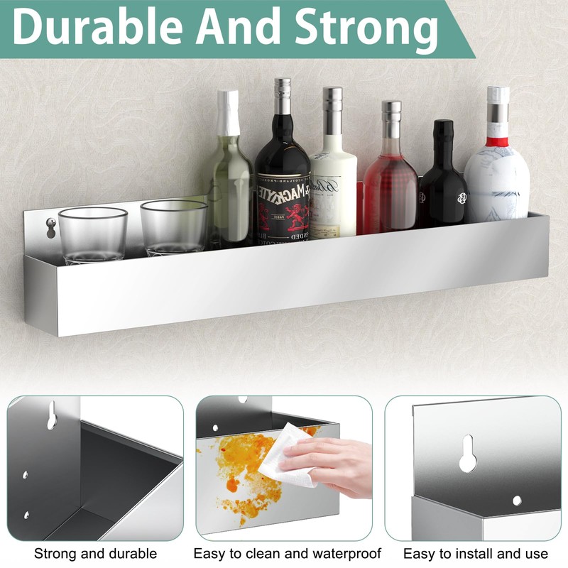 IRONDIY 32-inch Stainless Steel Bar Speed Rail,Wall Mounted Liquor Bottle