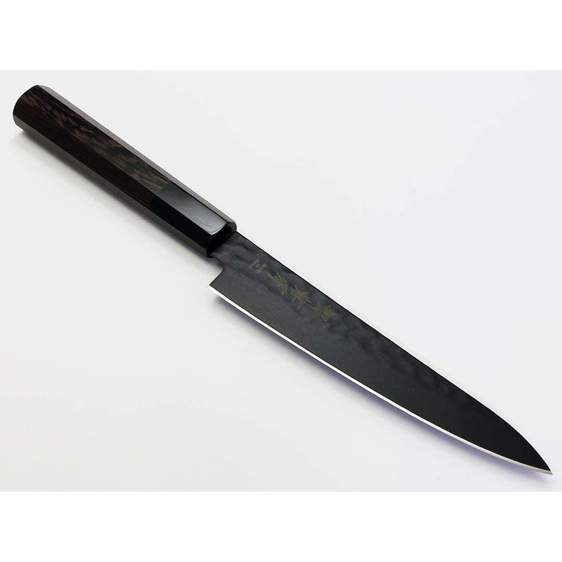 【黒影】ペティ150 Ｖ金10号鎚目フッ素加工和式包丁