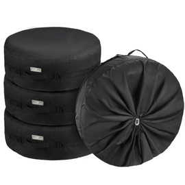 Explore Land Seasonal Tire Cover - Spare Tire Bag with Handle, Heavy Duty Winter Wheel Storage Tote Against Dust and Scratches, 4 Pack (Fits Tire Diameters 23''-25.75'', Black)