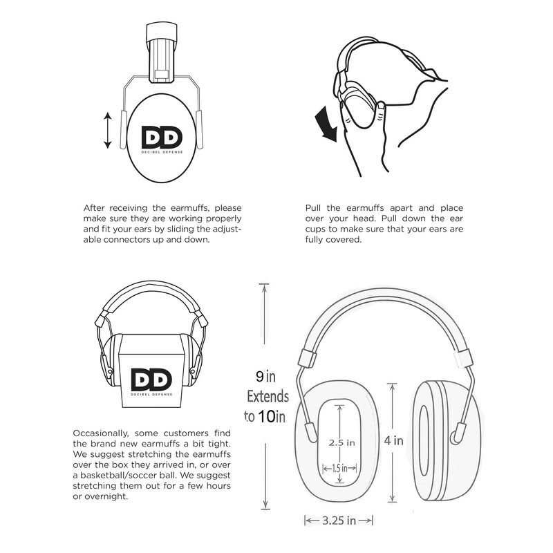 Professional Safety Ear Muffs by Decibel Defense - 37dB NRR