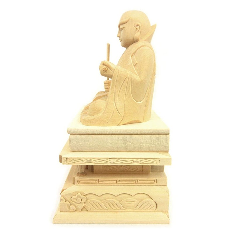 木彫 Buddha 日蓮 Saints 座像 3.0 Dimension 桧木