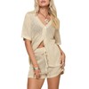 Saodimallsu Womens Crochet Swimsuit Coverup Sets Short Sleeve V Neck