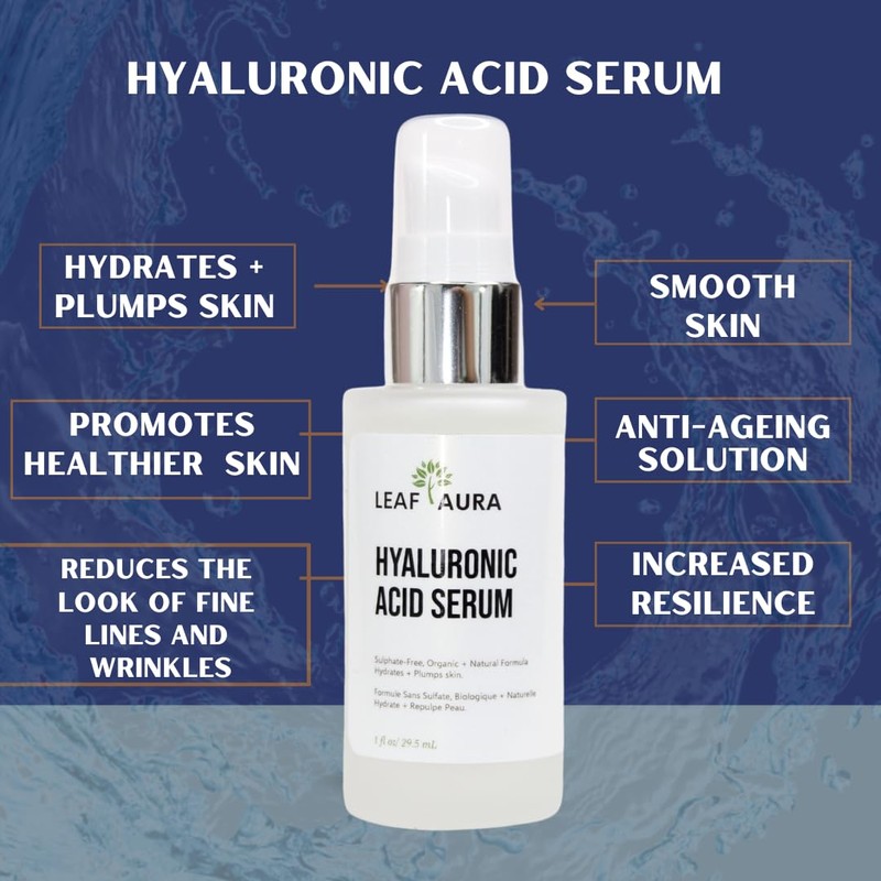 Leaf Aura Hyaluronic Acid Serum, Hydrates + Plumps Skin, Made
