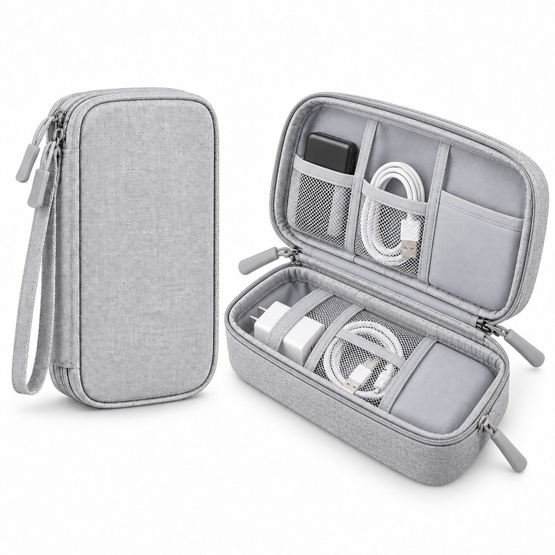 Travel Cable Organizer Bag for Electronics – Water-Resistant Oxford Storage