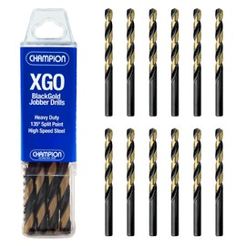 Champion Cutting Tool Heavy Duty BlackGold Jobber Drill Bits, 135 Degree Split Point: XGO-7/32 (12 pieces per pack)-MADE IN USA