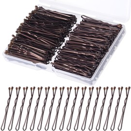 Isslly 200Pcs 1.46 Inch Mini Brown Hair Bobby Pins, Small Metal Hair Styling Pins, Waves Hair Pins for All Hair Styles for Women, Girls