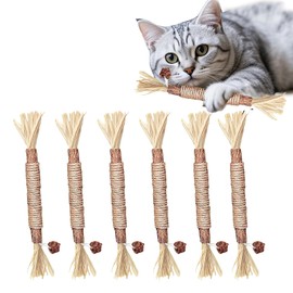 Bdfgh 6Pcs Silvervine Catnip Sticks Cat Toys for Indoor Cats Adult, Mint Chew Sticks Kitten Teething Toys Dental Treats, Interactive Cat Cleaning Teeth Rope Natural Bite String