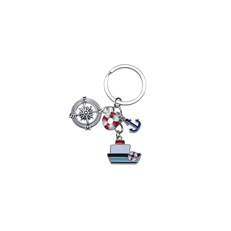Key Ring Bag Charm Nautical Boat Compass Anchor Life Ring