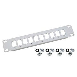 HMF 63345-07 UTP Keystone Patch Panel for Server Cabinet, 10 Inch, 1 U, 10 Ports RJ45, Light Grey
