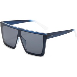 Dollger Square Oversized Sunglasses for Women Men Fashion Flat Top Big Frame Shades Frosted Blue