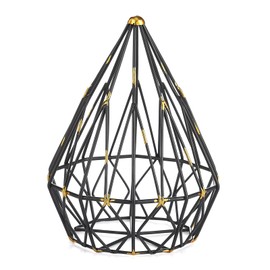MOCOME 7.9×6.7" Metal Geometric Table Top Decor-Diamond Shape, Geometric Sculpture Decorative Sphere, Abstract Tabletop Decorative Ball for Home Decor(Matte Black with Gold)