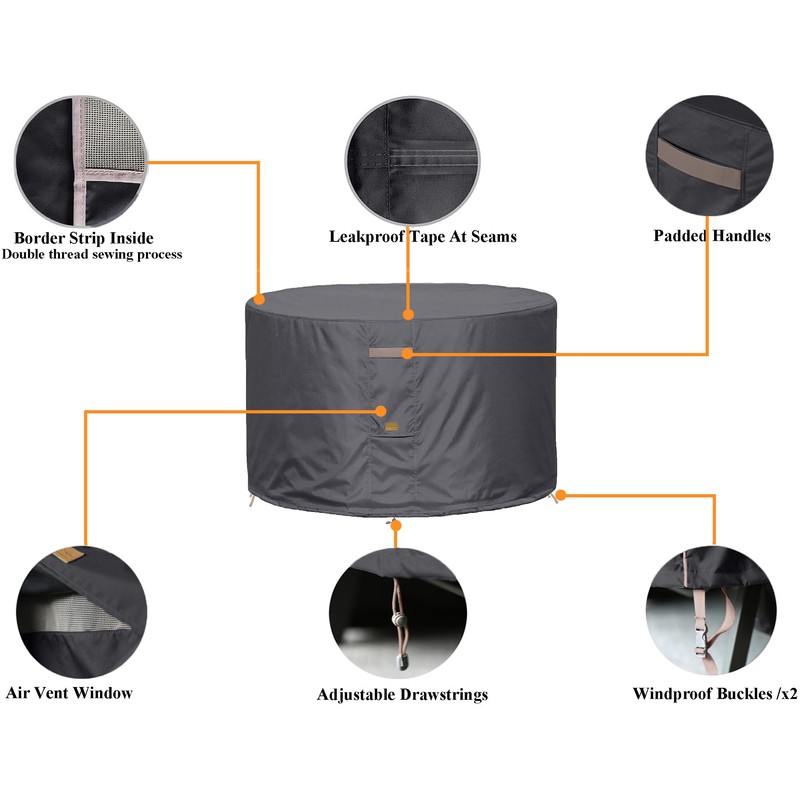 Garden Balsam Fire Pit Cover 600D Heavy Duty Waterproof Fabric