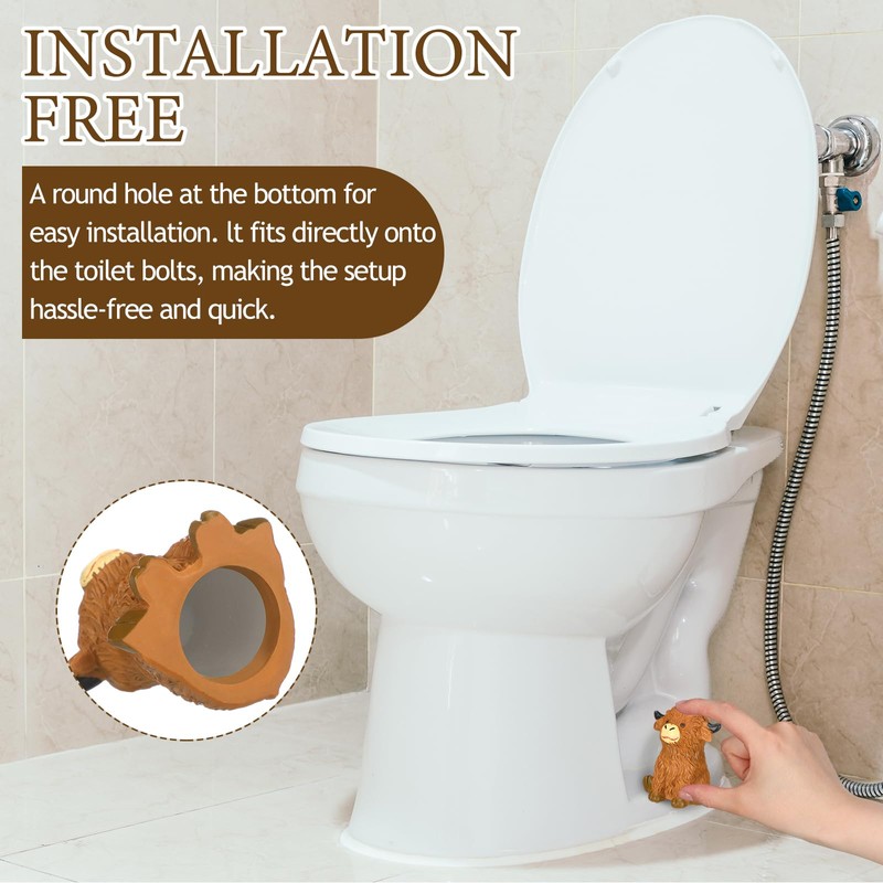 Honeydak 2 Pack Toilet Bolt Caps Decorative Highland Cow Toilet